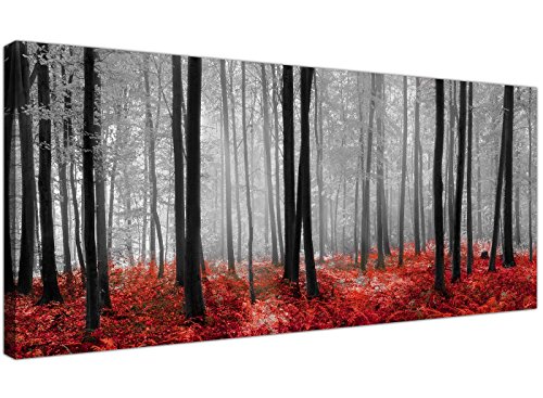 Lienzo moderno en negro, blanco y rojo con escenas de bosque de Wallfillers® Cover