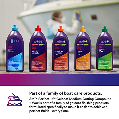 image for 3M Perfect-It Gelcoat Medium Cutting Compound + Wax, 36106, 1 Quart, O