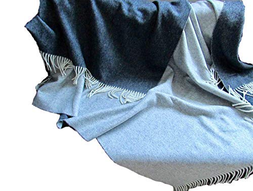 Kaschmir Plaid doppelseitig Anthrazit 135x185, 50% Kaschmir 50% Merino Wolle