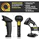 CSL - Barcode Scanner 1D 2D QR kabelgebunden – Single und Multi Scan - Bildschirm scannen - QR-Code + PDF 417 + Datamatrix + UPC + EAN + GTIN + ISBN – inklusive Halterung