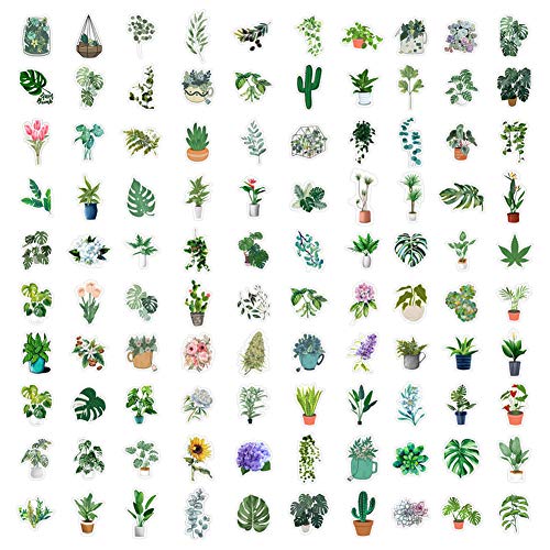 Befiophy 100Pcs Green Plant Stickers,Potted Plant Floral Decals Stickers For Laptop Water Bottles Phone Computer Decal-Qq510637638 #TOP1