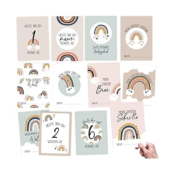 Papierdrachen 32 Meilensteinkarten für Babys und Kleinkinder - für Jungen und Mädchen - Regenbogen - Geschenkidee zur…
