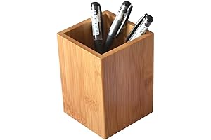 Bamboo Wood Desk Pen Pencil Holder Stand