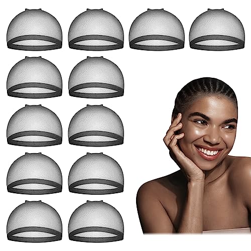 Dreamlover Gorros de Pelucas Transparente y Transpirable, Redecilla Peluca HD Alta Definición, Negro 12 Piezas