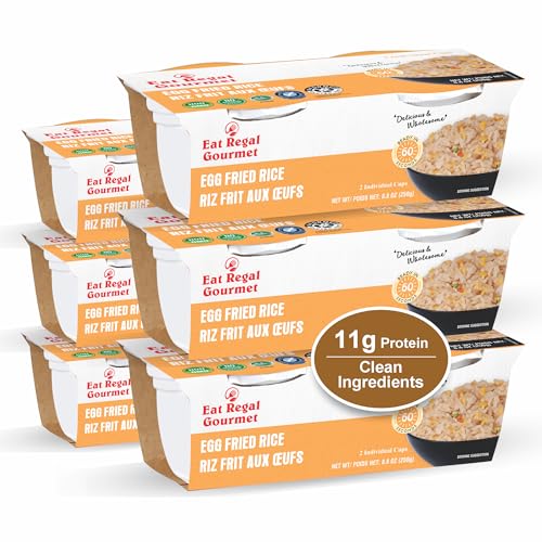 Eat Regal Egg Fried Rice Cups, Protein-Rich & Fluffy, Always Fluffy, No Clump, Ready in 1 Minute, 11g Protein, Gluten-Free Non-GMO Halal Kosher, 8.8oz (2×125g), Pack of 6