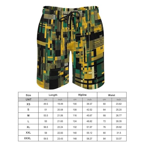 Men's Swim Trunks Quick Dry Board Shorts with Pockets Beach Shorts Black and Beige Graphics Bathing Suits for Men2