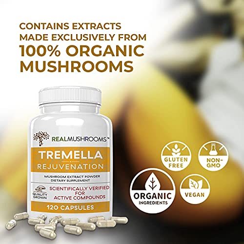 Real Mushrooms Tremella Mushroom Extract (120 ct) Mushroom Blend for Immune Support, Brain, and Skin - Vegan, Non-GMO, Organic Mushroom Supplements for Humans - Immune Support Supplement - Image 6
