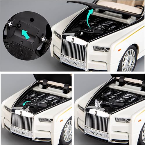 Image of 1:24 Scale Big Size Rolls Royce Phantom Toy Car | Metal Pullback Diecast Car for Kids with Openable Doors, Sound, Light Effects Toy for Car Enthusiasts (Color As Per Available)