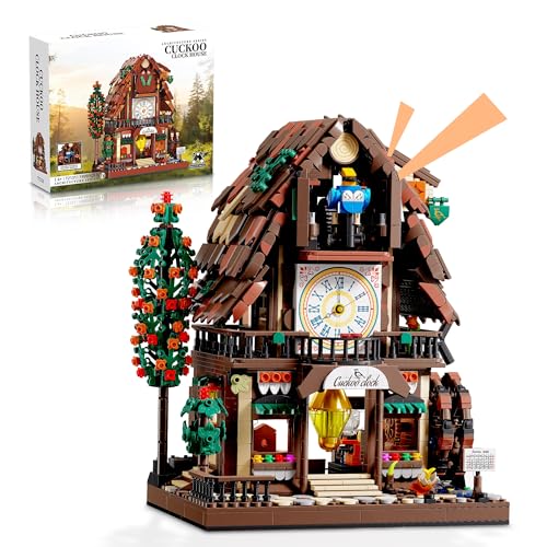 EITOLNR Cuckoo Clock House Building Set Compatible with Lego Mechanical Linkage Big House Building Toys with Real Working Clock&Rotating Waterwheel Birthday Gift for Adult Girl Boy age 8-12(1909Pcs)