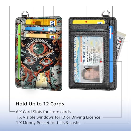 Slim Wallet for RFID Blocking Wallet, Slim and Stylish Wallet with Multiple Card Slots and Business Card Holder, Credit Card Protector Sleeves, Bunch of Eyes3