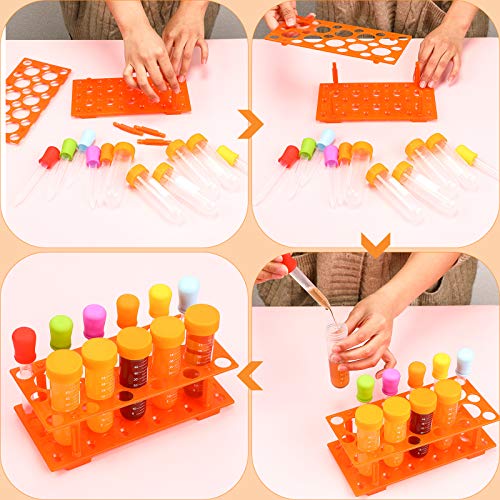 Weewooday 12 Pieces Jumbo Test Tubes With Stand Set, Primary Science Including 5 Pieces Jumbo Test Tubes, 6 Pieces Liquid Droppers Silicone And 1 Piece Storage Stand, Multi-Color, Ages 3 And Above #TOP2