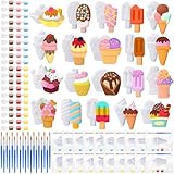 JellyArch 20 Set Ice Cream DIY Painting Kit Ceramic to Paint Your Own Ice Cream Statues Unpainted Plaster Figurines Brushes Acrylic Paints Bags Party Favor for Adults