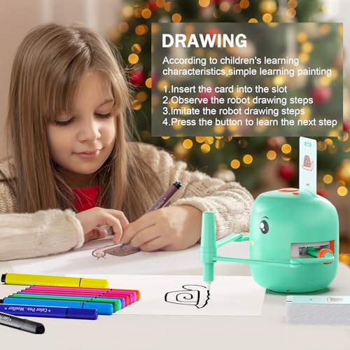 CYJBE Smart Drawing Robot | Montessori Educational Toy for Kids 5+ with Voice Interaction | Includes 100 Learning Word Cards & 16 Color Pens - Image 6