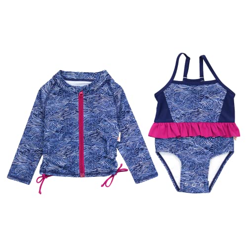 Image of SwimZip Girls' Long Sleeve Rash Guard & 1-Piece Swimsuit - UPF 50 Sun Protection