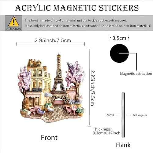 Imán decorativo de acrílico Torre Eiffel París miniatura 3