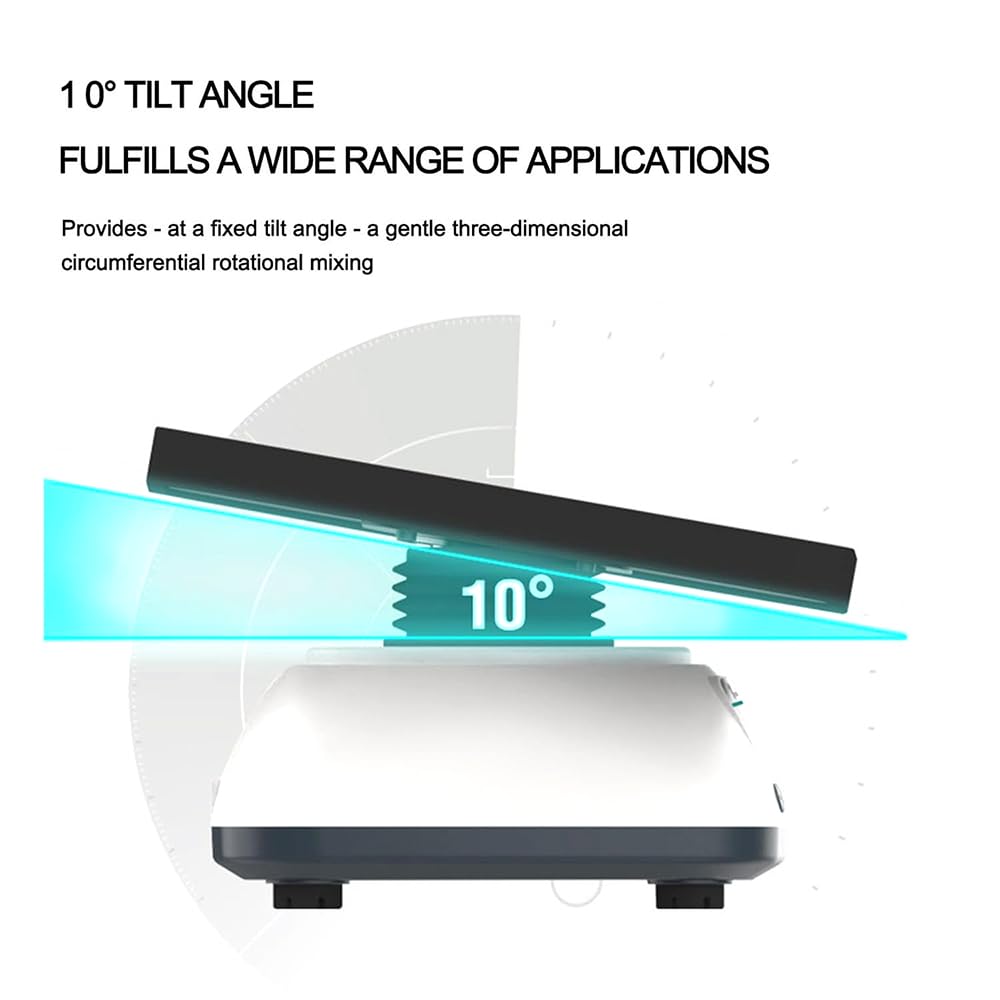 Digitaler Orbitalschüttler für Labore, 3D-Rotationsmischer, 10–80 U/min Rotationsschütteltisch, 10° Neigungswinkel, einziehbare Seilführung, Zeitschaltuhr (1 Min.–8 Std.), für chemische, bio