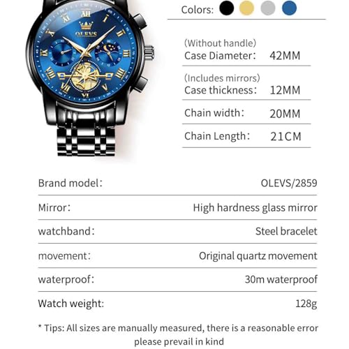 Image of OLEVS Men's Analog Watch Multi Color Business Stainless Steel Waterproof Luminous Quartz Watch Luxury Leisure Date Simulation Original Bowl Watch