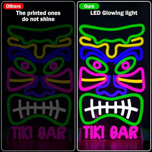 Image of Tiki Bar Neon Light Sign Dimmable Hawaii Pool Bar Party Led Sign for Home Tiki Beer Signs for Man Cave Club Pub Bistro