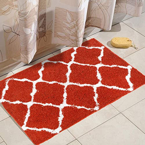 Image of THE HOME TALK Cotton Bathmats | Water Absorbent Runners | Regular Striped Rugs | Floor Mats for Kitchen, Bathroom & Sink | Ultra Soft Mats | Non-Slip Store (Orange, 40x60 CM)