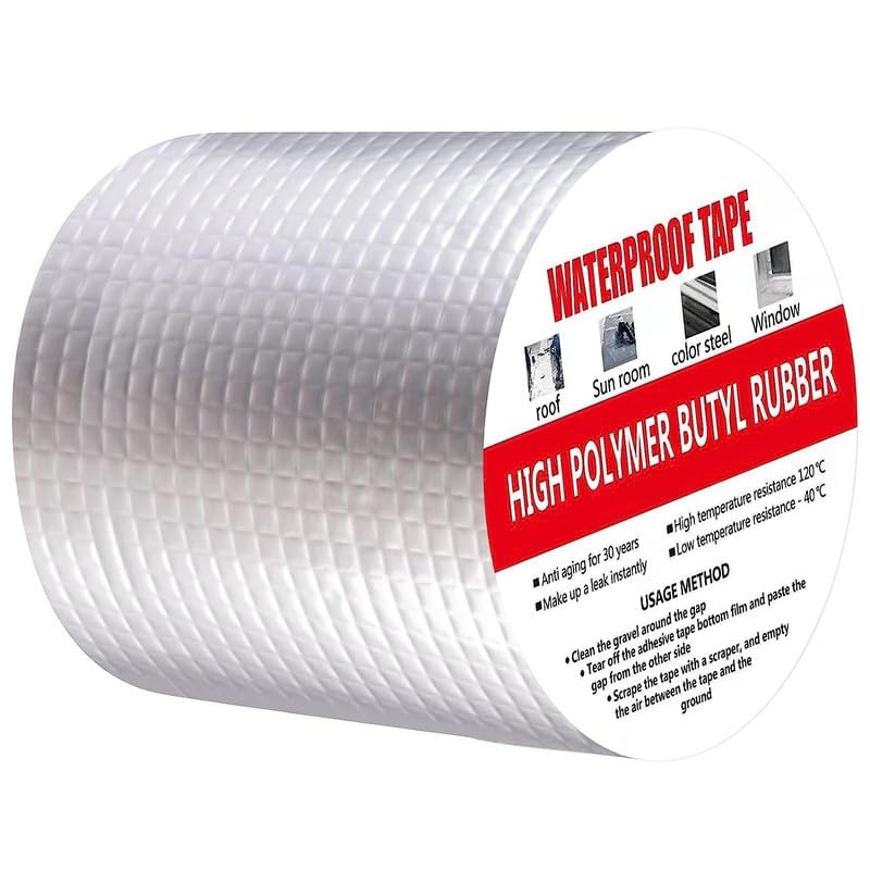 JIMIKRON Waterproof Aluminum Adhesive Rubber Tape for Butyl Tape Rubber Foil Leakage Repair, Hot & Cold Temperature, Perfect for Sealing, Leakage, Crack, Metal & Pipe Repair (5CM x 5M, Pack of 1) (B0CZ8Z4478) Amazon Price History, Amazon Price Tracker