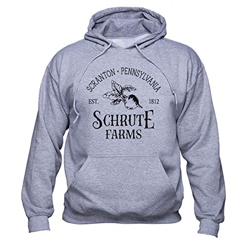 EUGINE DREAM Schrute Farms Scranton Pennsylvania Dwight Schrute Pulli Unisex Felpa con Cappuccio Grigio L