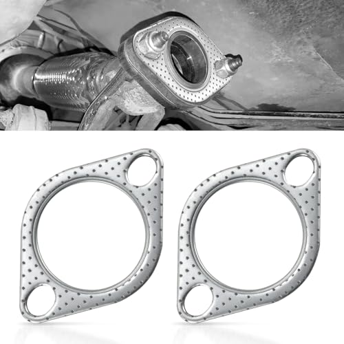 JUSTTOP 2PCS Car Exhaust Gasket,Ultra Seal 2-Bolt 2.5