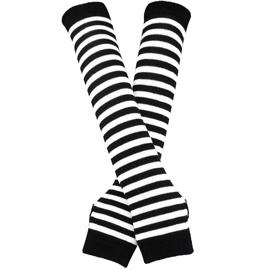 Women's Long Knitted Fingerless Gloves Thumbhole Stretch Arm Warmers
