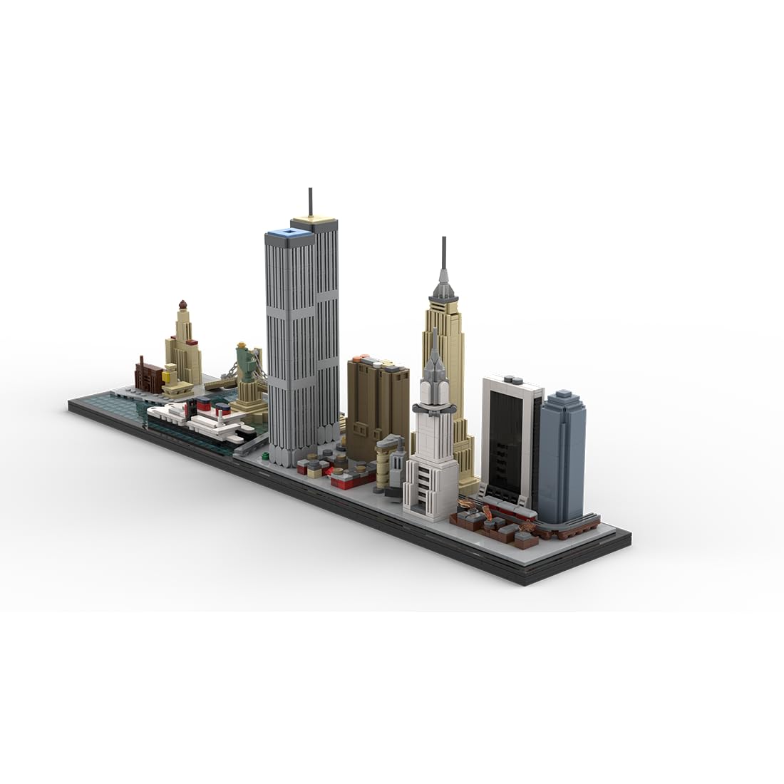 Set di mattoncini da costruzione di New York City, 1/2000 anni '70, modello skyline di New York con buona qualità, città iconica, decorazione per casa e ufficio, regali per adulti, 1950