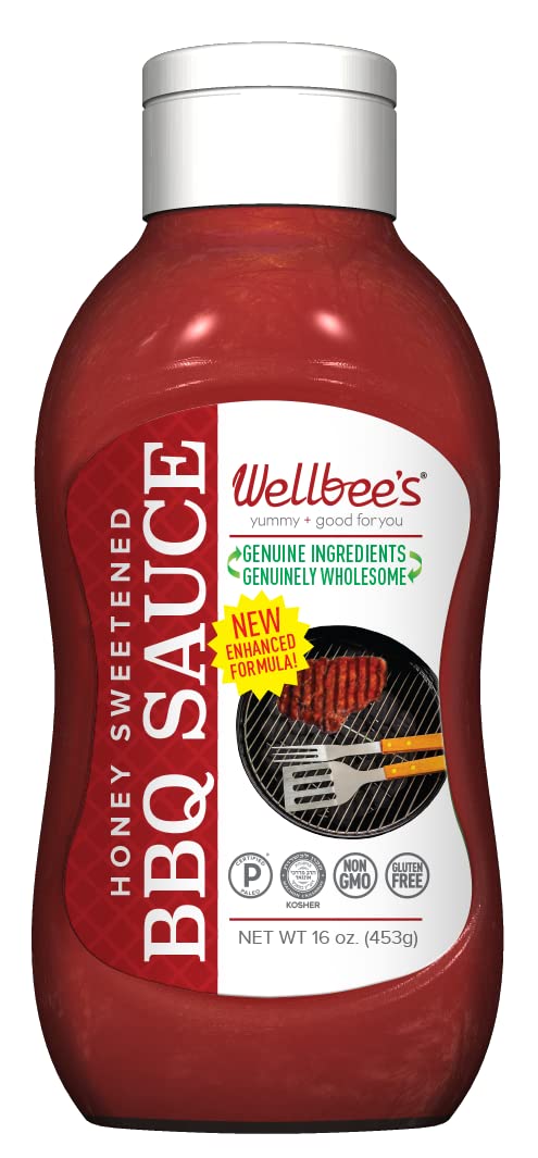 Wellbee's Honey BBQ Sauce - All Natural - 16 oz - Made w/Real Honey - Paleo Friendly And SCD Approved - Preservative Free, Refined Sugar-Free