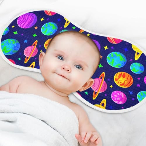 Rainbow Space Pattern Muslin Baby Burp Cloths - Super Absorbent and Soft Burping Rags - Cotton Burp Clothes Set for Boys and Girls, 1 Pack4