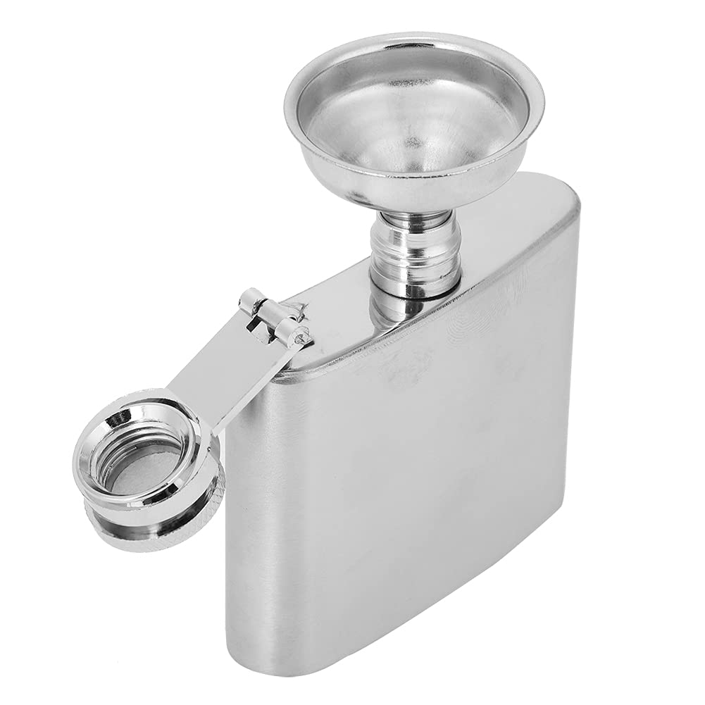 Boccetta Portatile In Acciaio Inossidabile 2 Oz Con Imbuto | Fiaschetta Da Viaggio Per Whisky, Elegante E Impermeabile