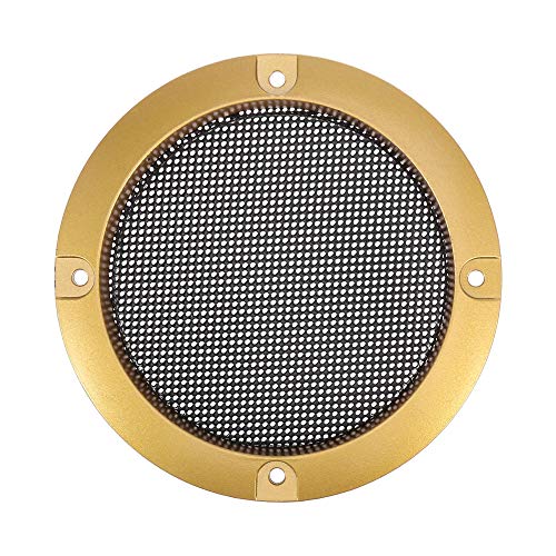 X AUTOHAUX 3.5" Gold Tone Car Audio Speaker Cover Mesh Subwoofer Grill Horn Glossy Guard Protector