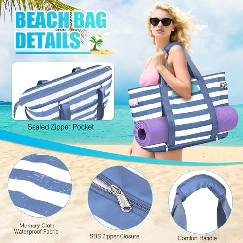 Image of Extra Large Beach Bags for Women Waterproof Sandproof Beach Tote Bag