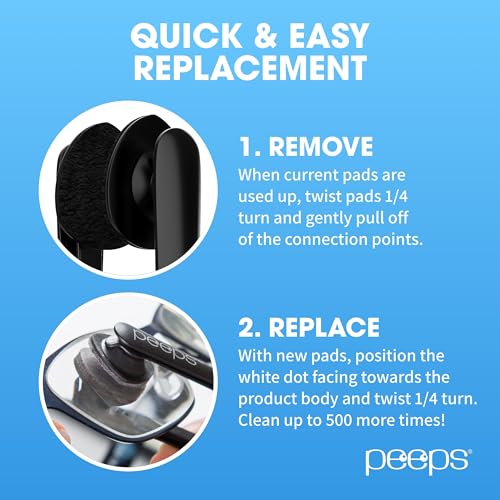 Image of Peeps Replacement Pads - for Eyeglasses, Reading Glasses, and More - Lens Cleaner with Carbon Microfiber Tech - 1 Count (Pack of 3)