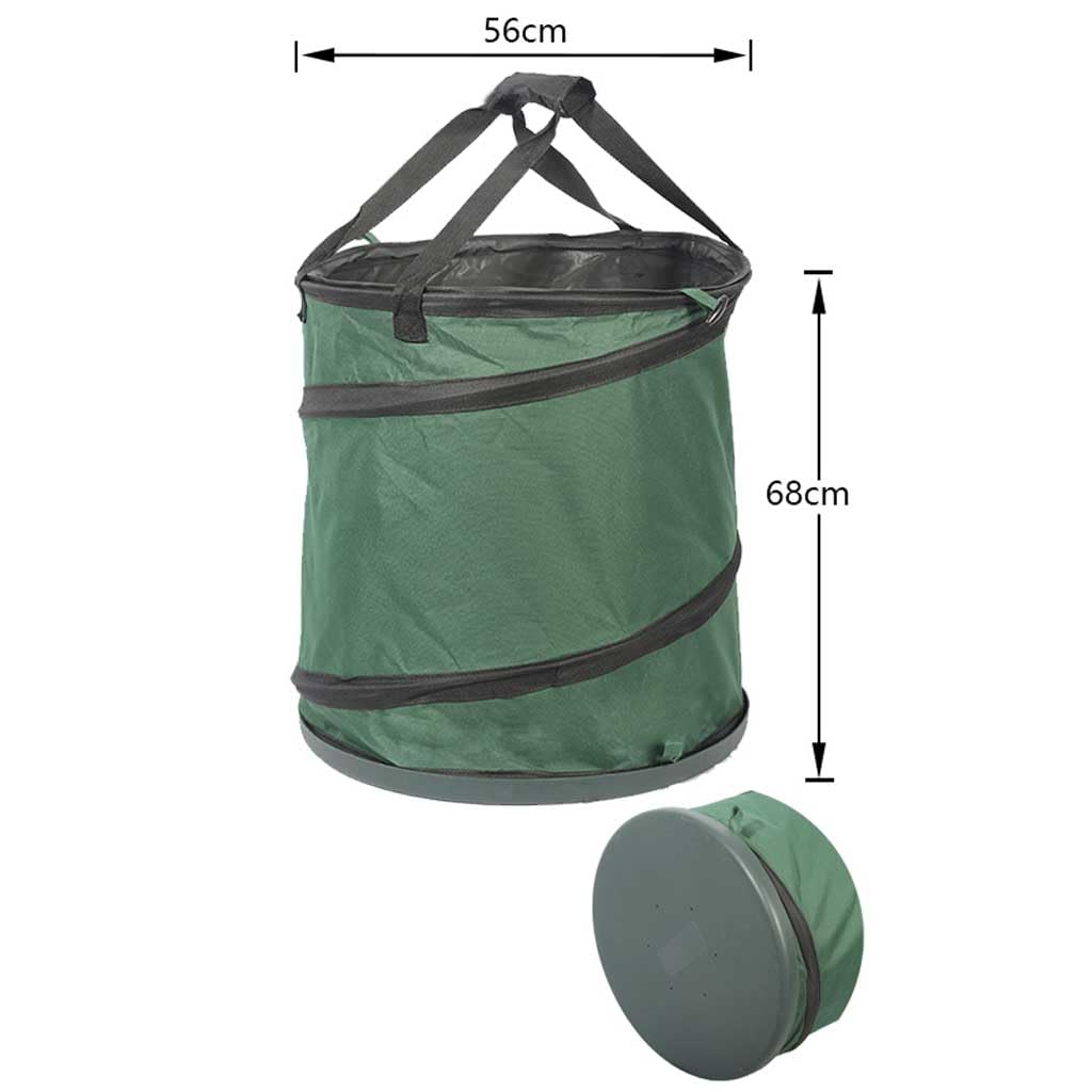 Sacco per rifiuti da Giardino Pop-up, Panno Impermeabile Oxford, autoportante, Verde, 165 l,dei Rifiuti Sacchetti per Il Riciclaggio di Detriti di Foglie da Campeggio 56 x 68 cm