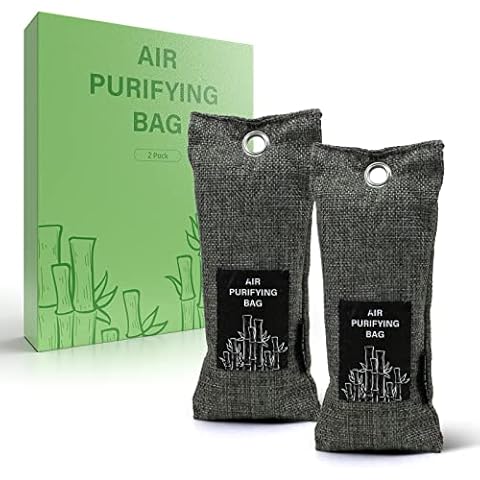 Bamboo Charcoal Bags, Activated Charcoal Air Purifying Bags, Odour Eliminators, Shoe Deodorizer for Cars, Fridge, Closets, Shoe, 2 Pack Cover