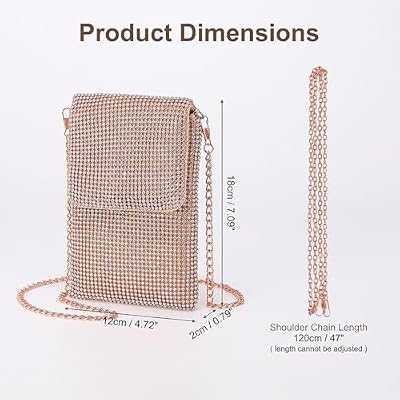 Rhinestone Crossbody Cell Phone Purse Wallet Clutch Crystal Evening Handbags Bling Shoulder Smart Phone Bag
