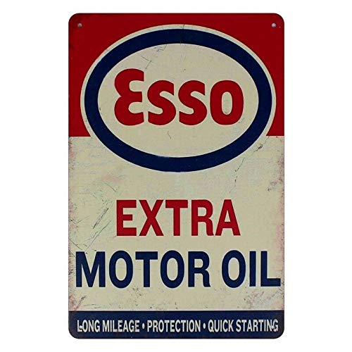Forry Esso Extra Motor Oil Métal Mur Affiche Vintage Plaque Étain Signe Rétro Décorer Artisanat pour Café Bar Garage Salon Chambre Cover