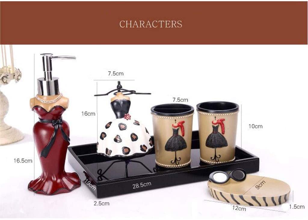 Juego de Accesorios baño Kit Juego De Accesorios De Baño De Resina, Soporte para Cepillo De Dientes, Vaso, Jabonera, Dispensador De Jabón, Juego De Baño Conjunto baño Set para el baño(6pcs)