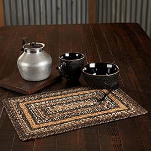 VHC Brands Country Espresso Table Placemat, Brown Black Tan, Jute Blend, Rectangle, 12x18 Inches VHC Brands Country Espresso Table Placemat Brown Black Tan Jute Blend Rectangle 12×18 Inches