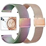 Valkit Compatible with Galaxy Watch 42mm Band Sets, 20mm Stainless Steel Wrist Band Metal Strap Bracelet+Screen Protector Replacement for Galaxy Watch 42mm/Galaxy Watch Active 40Mm(Rose Gold+Colorful)