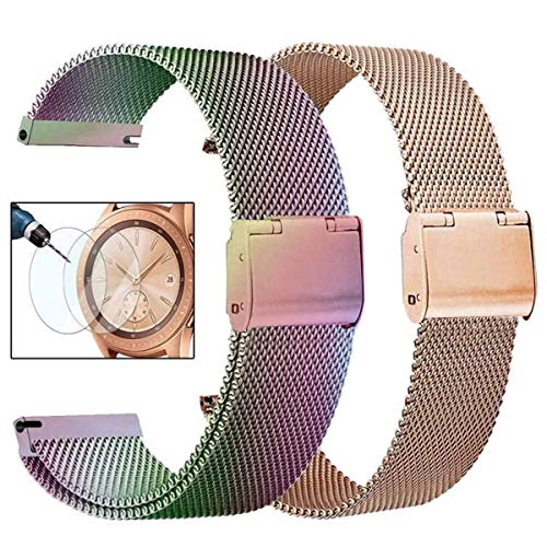 valkit Compatible Galaxy Watch 42mm/Galaxy Watch 4/Galaxy Watch 3 41mm Band, 20mm Stainless Steel Metal Mesh Wrist Band for Samsung Galaxy Watch 4 Classic 42mm 46mm/Galaxy Watch Active