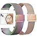 Valkit Compatible with Galaxy Watch 42mm Band Sets, 20mm Stainless Steel Wrist Band Metal Strap Bracelet+Screen Protector Replacement for Galaxy Watch 42mm/Galaxy Watch Active 40Mm(Rose Gold+Colorful)