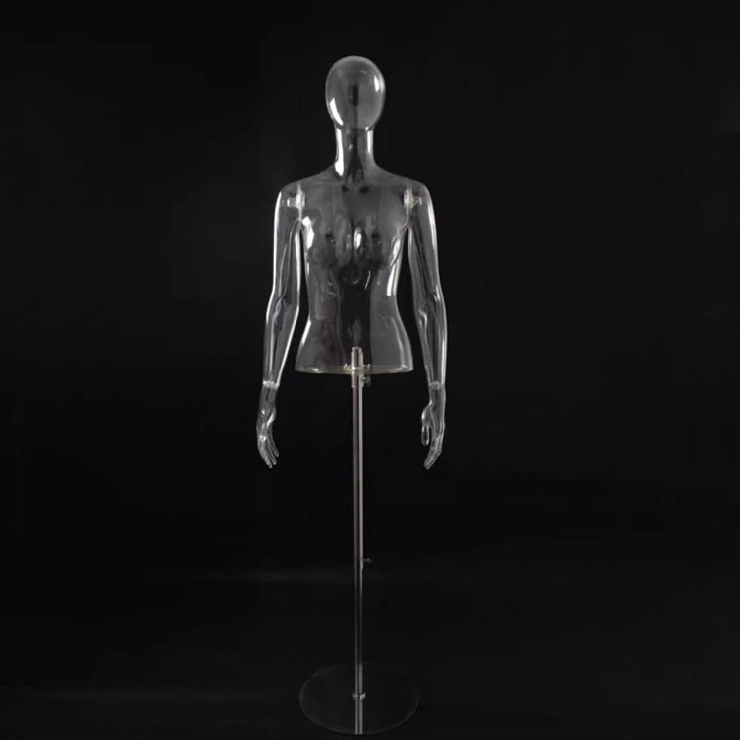 Plastic Half Mannequin Torso for Female Clothes, Standing Clothing Display Rack Clothes Showing Stand Dress, Manikin Body Dress Form with Base Stand (Style C)