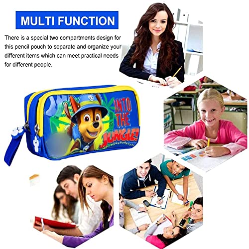 Dog Patrol Pencil Case,BESTZY Cartoon Dog Patrol Large Capacity Pouch New Design Double Zippers Pencil Bag Organizer Stationery Bag for Students Boys Girls