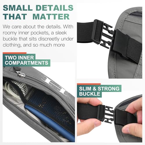 Image of Travel Money Belt, Personalized Initials Passport Holder with Anti Theft RFID Protection, Slim Travel Wallet for Women & Men, Travel Fanny Pack for Travel Essentials-Letter M, Army Green
