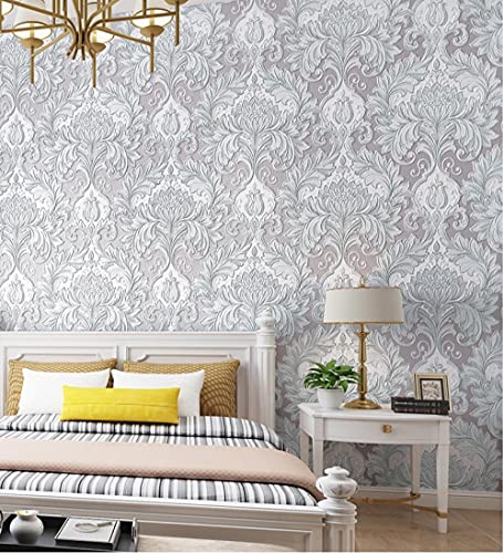 Papier peint gris vintage en relief pour chambre et salon moderne