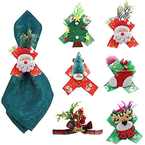 Bekeify Christmas Handmade Napkin Ring Holders Set Cover