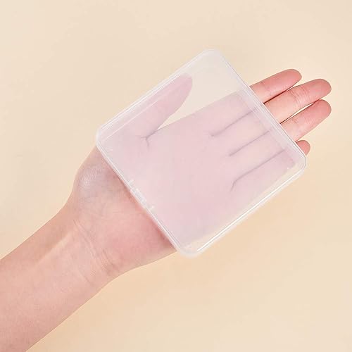 Miniatura 4 de BENECREAT Paquete de 10 recipientes cuadrados de plástico transparente de 3.74 x 3.74 x 1.18 pulgadas con tapa para manualidades, cuentas, monedas,