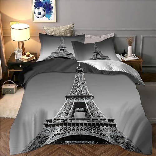 Housse de Couette Eiffel Tower 3D King 220x240 en microfibres ultra douce - 6